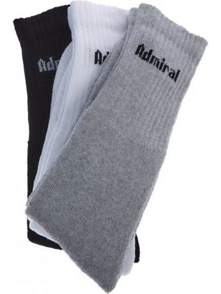 Admiral Ανδρικές Κάλτσες Ψηλές Μαύρες Λευκές Γκρι 3Pack 2921900001
