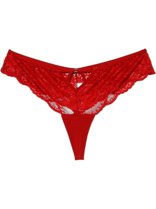 Cottonhill Γυναικείο Sexy String με Δαντέλα Κόκκινο CH4534