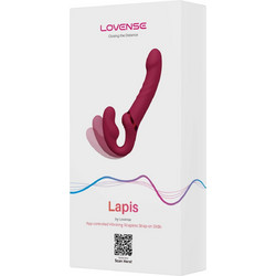 Lovense Lapis Strapless Strap On με Διπλό Dildo 23.4cm & Δόνηση Ροζ
