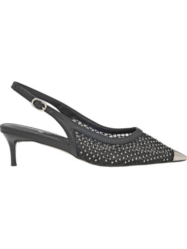 Alessandra Bruni Γόβες Slingback Δερμάτινες με Τακούνι Στιλέτο με Στρας Μαύρες U467V0103B04