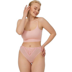 Cottonhill Γυναικείο Sexy Brazil με Δαντέλα Ροζ CH6006