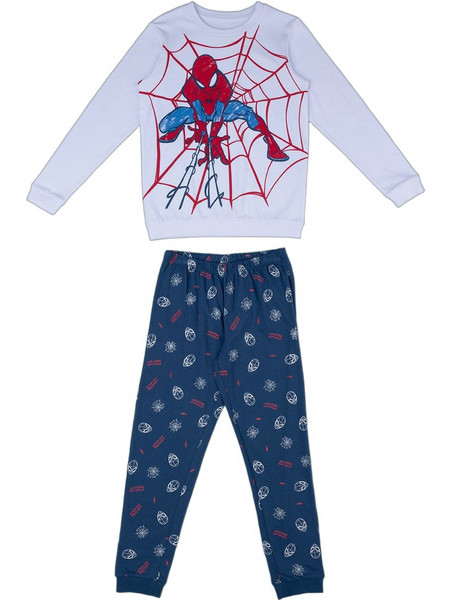 Prenatal Spider-Man Παιδική Πιτζάμα Συνθετική Χειμωνιάτικη Λευκή Navy Μπλε 1456591