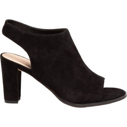 Clarks Kaylin85 Γυναικεία Πέδιλα Suede Μαύρα με Χοντρό Ψηλό Τακούνι 261482944