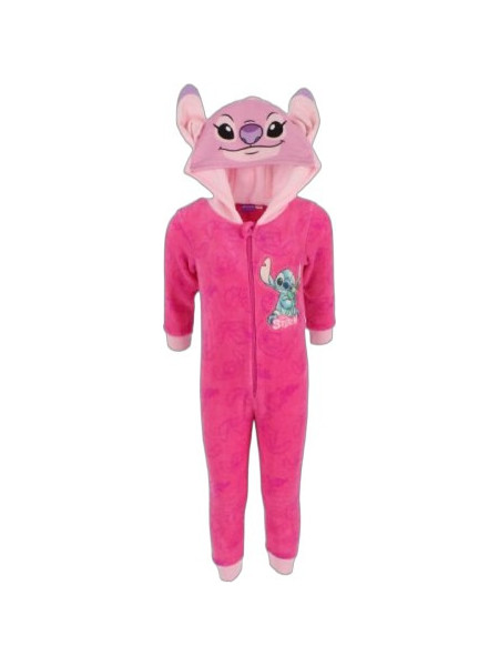 Disney Lilo & Stitch Παιδική Ολόσωμη Πιτζάμα Βελουτέ Χειμωνιάτικη Φούξια LIL24-3561