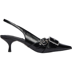 Steve Madden Γόβες Slingback Δερμάτινες με Λεπτό Χαμηλό Τακούνι Μαύρες STESH110344