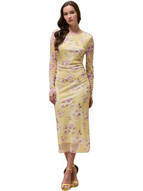 Enzzo Jada Midi Φόρεμα για Γάμο / Βάπτιση Floral Κίτρινο 26168819