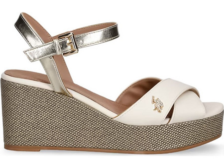 U.S. Polo Assn. Καλοκαιρινές Γυναικείες Πλατφόρμες Χαμηλές Λευκές Χρυσές ALYSSA027