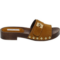 Steve Madden Γυναικεία Πέδιλα Suede Καφέ με Χοντρό Χαμηλό Τακούνι 11005300