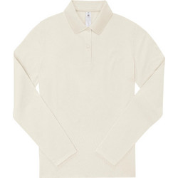 B&C Collection Γυναικεία Μπλούζα Polo Μακρυμάνικη Εκρού PW462