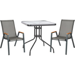HomeMarkt Figo Σετ Σαλόνι Κήπου Μεταλλικό 3τμχ Γκρι HM10730.01