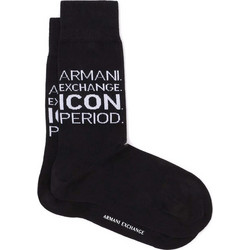 Armani Exchange Ανδρικές Κάλτσες Ψηλές με Σχέδια Μαύρες 953033-CC652-00020
