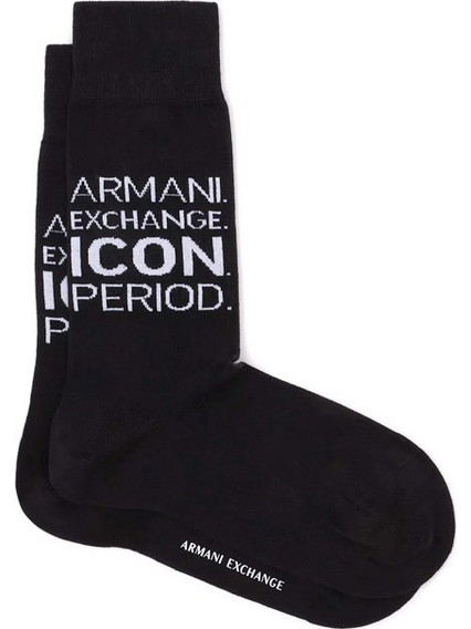 Armani Exchange Ανδρικές Κάλτσες Ψηλές με Σχέδια Μαύρες 953033-CC652-00020