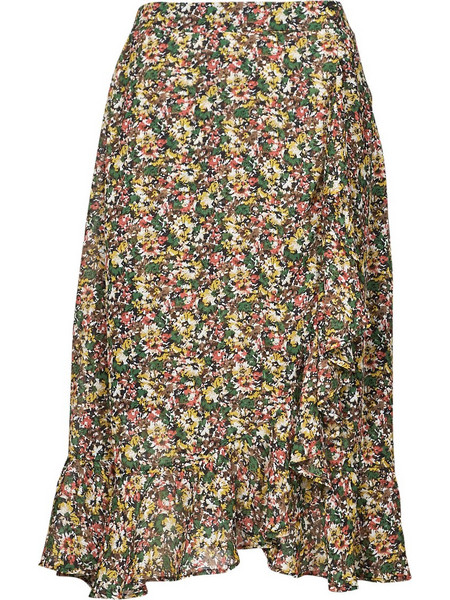 Betty London Μίντι Φούστα Υφασμάτινη Ψηλόμεση Κρουαζέ Floral Κίτρινη Πράσινη 2106L-4-3787