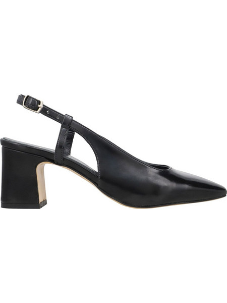 Haralas Γόβες Slingback Δερμάτινες με Χοντρό Χαμηλό Τακούνι Μαύρες 8342