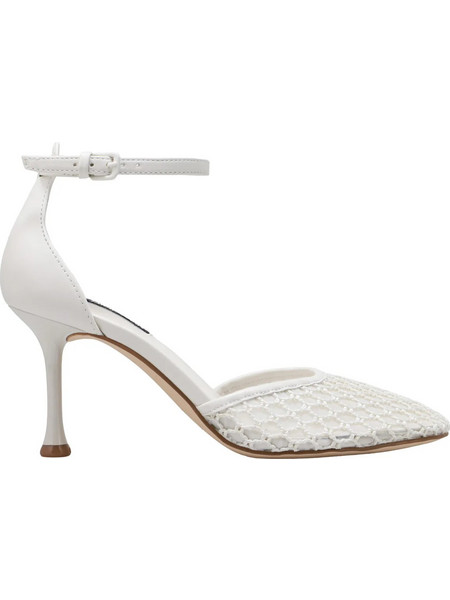 Nine West POPDAT2 Γόβες Δερμάτινες με Λεπτό Ψηλό Τακούνι & Λουράκι Λευκές 15-150