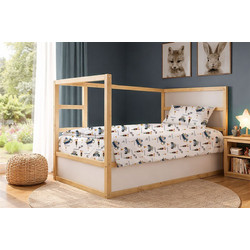 Dimcol Σετ Παιδικά Σεντόνια Μονά Βαμβακερά 160x240 Animal Grand Prix 589 White Blue 2τμχ