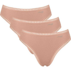 Sloggi Go Crush Βαμβακερά Γυναικεία Slip με Δαντέλα Μπεζ 3Pack 10219663-00ME