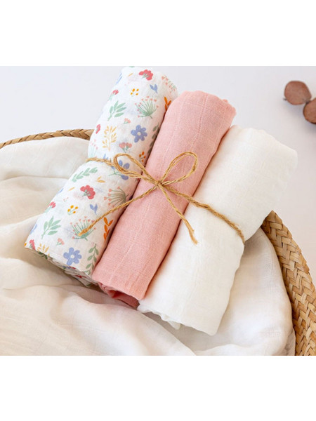 Kiokids Spring Πάνες Αγκαλιάς Πικέ Ροζ Μπεζ 70x70cm 3τμχ 6410