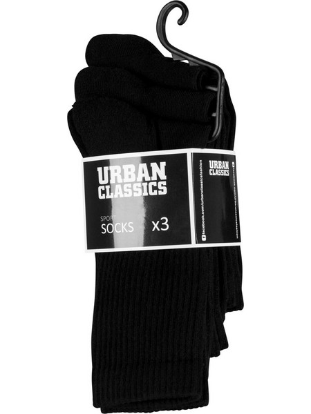 Urban Classics Ανδρικές Κάλτσες Ψηλές Μαύρες 3Pack TB1471-00007