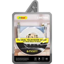 Andowl Καλώδιο Κεραίας Coax Male to Coax Male 2m White Q-TV3277