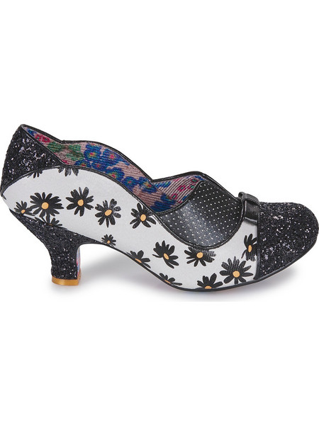 Irregular Choice Γόβες Δερμάτινες με Λεπτό Χαμηλό Τακούνι Μαύρες Λευκές 4136-23AK