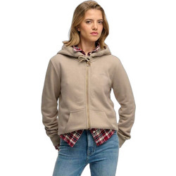 Superdry Γυναικεία Ζακέτα Φούτερ Μακριά με Κουκούλα και Φερμουάρ Μπεζ W2012672A-6NN