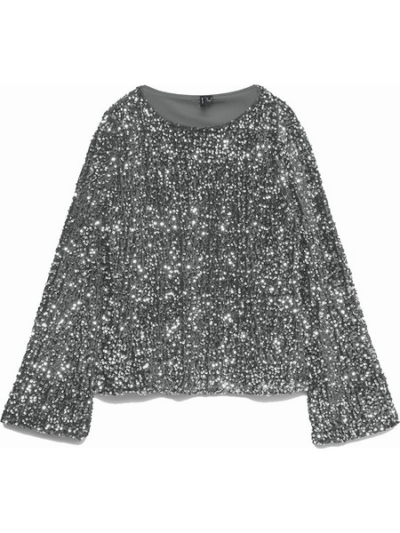 Vero Moda Γυναικείο Χειμερινό Top με Παγιέτες Ασημί 10335722