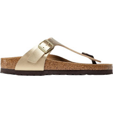 Birkenstock Gizeh Δερμάτινες Γυναικείες Σαγιονάρες Ανατομικές Αντιολισθητικές Χρυσές 1016109