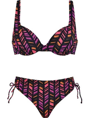 Naturana Bikini Set με Ενίσχυση Ψηλόμεσο Μαύρο Φούξια C77143-C78150