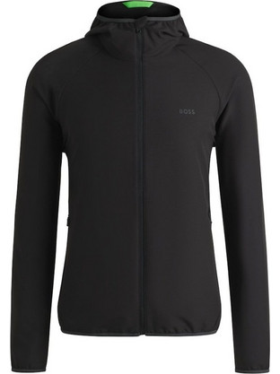 Hugo Boss Ανδρική Ζακέτα Φούτερ με Κουκούλα και Φερμουάρ Μαύρη 50542451-001