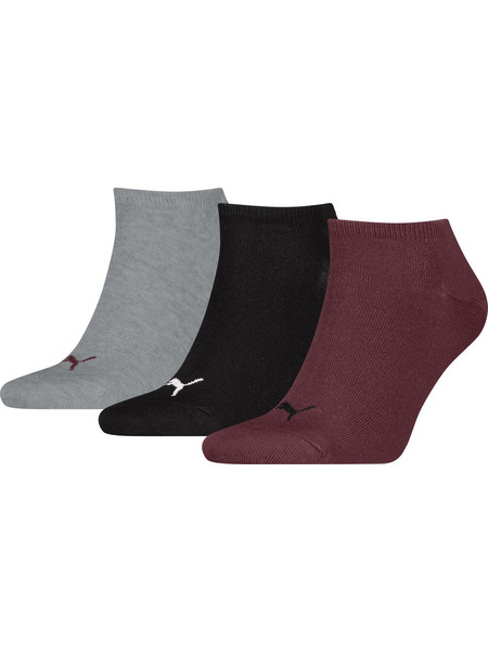 Puma Ανδρικές Κάλτσες Κοντές Γκρι Μαύρες Μπορντό 3Pack 938624