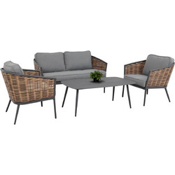 HomeMarkt Cassina Σετ Σαλόνι Κήπου Αλουμίνιο 4τμχ Γκρι Μπεζ HM6552.01