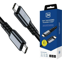 3mk Braided Thunderbolt 4 USB-C to USB-C 240W 2m Black 5903108758185