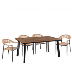 HomeMarkt Taber Σετ Τραπεζαρία Κήπου Αλουμίνιο 5τμχ Καφέ Ανθρακί HM10834.02
