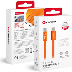 Forcell Braided USB-C to USB-C 100W 1.2m Orange 5903396450952