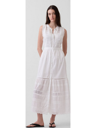 Gap Maxi Καλοκαιρινό Καθημερινό Φόρεμα Λευκό 898012-001