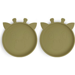 Nuuroo Akila Πιάτο Σιλικόνης Giraffe Olive Green 2τμχ