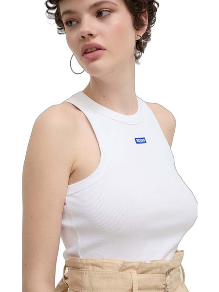 Hugo Boss Γυναικείο Καλοκαιρινό Top Ριπ Λευκό 50508857-100