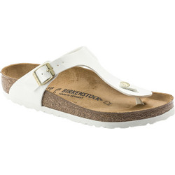 Birkenstock Gizeh Δερμάτινες Γυναικείες Σαγιονάρες Ανατομικές Λευκές 1005299