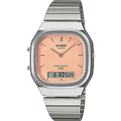 Casio Vintage Ανδρικό Ρολόι Χρονογράφος με Ασημί Μεταλλικό Μπρασελέ AQ-240E-4A