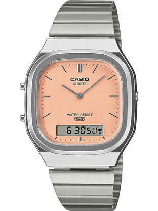 Casio Vintage Ανδρικό Ρολόι Χρονογράφος με Ασημί Μεταλλικό Μπρασελέ AQ-240E-4A