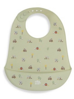 Interbaby Αδιάβροχη Σαλιάρα Σιλικόνης με Κουμπί & Τσέπη 6m+ Πράσινο Mint
