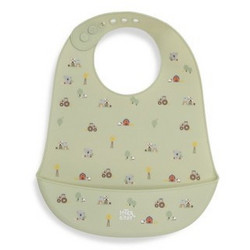 Interbaby Αδιάβροχη Σαλιάρα Σιλικόνης με Κουμπί & Τσέπη 6m+ Πράσινο Mint