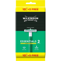 Wilkinson Sword Essentials 2 Sensitive Ξυραφάκι μιας Χρήσης με 2 Λεπίδες & Λιπαντική Ταινία 15τμχ