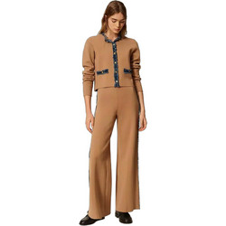 TWINSET Ψηλόμεσο Πλεκτό Γυναικείο Παντελόνι Jogger Relaxed Εφαρμογή Ταμπά 262LI3GDD
