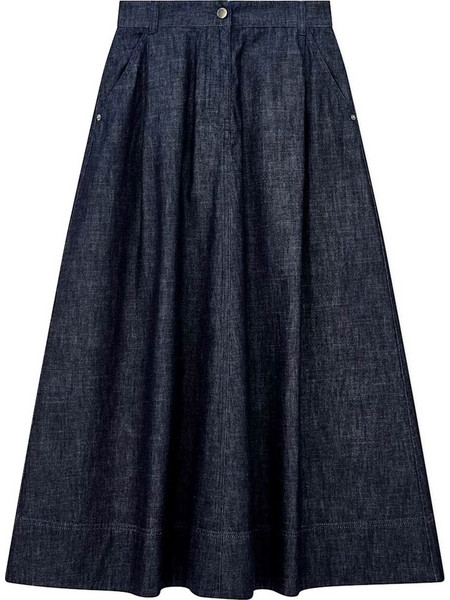 Emporio Armani Μίντι Φούστα Τζιν Ψηλόμεση A-Γραμμή Navy Μπλε EW005259AF28385-MB001