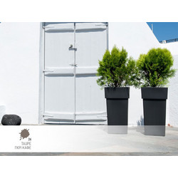 Viomes Linea 584 Γλάστρα Εξωτερικού Χώρου Τετράγωνη Πλαστική Γκρι Καφέ 33x33x60cm 584-26