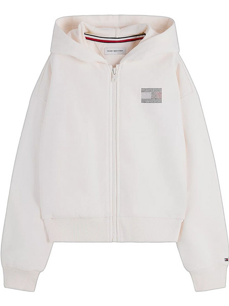 Tommy Hilfiger Παιδική Ζακέτα Φούτερ με Κουκούλα και Φερμουάρ Λευκή KG0KG09443-YBH