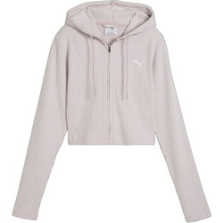 Puma Essentials Γυναικεία Ζακέτα Φούτερ Κοντή με Κουκούλα και Φερμουάρ Εκρού 636669-49