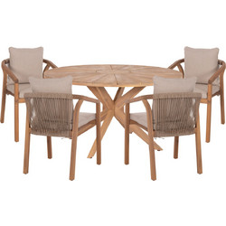 HomeMarkt Corten Σετ Τραπεζαρία Κήπου Μασίφ Ξύλο 5τμχ Μπεζ HM10900.01